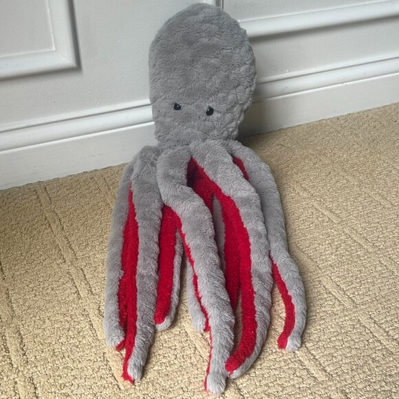 Dan Dee Large 27" Gray Red Octopus Squid Plush Stuffed Animal Collector's Choice - Picture 6 of 6